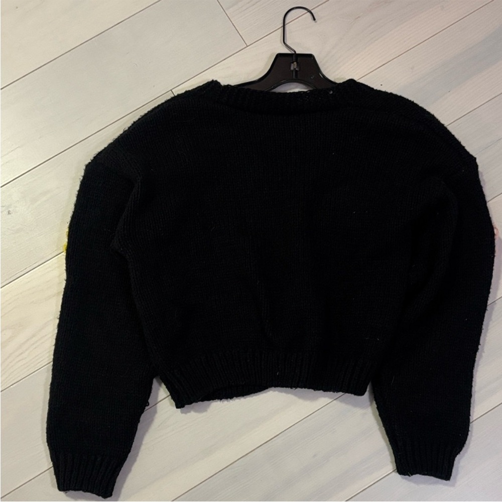 Cider Floral Embellished Black Sweater Size XS - Picture 3 of 8